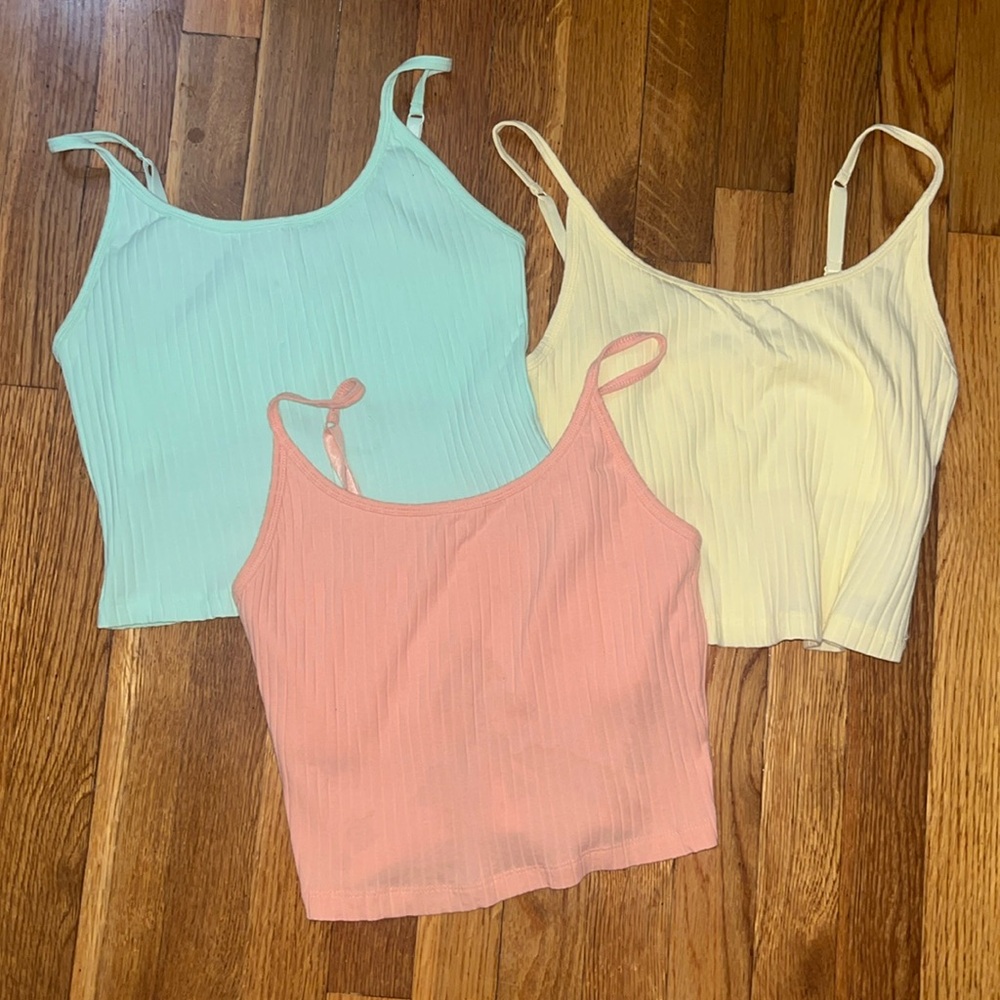 Pastel Ribbed Tank Tops Set